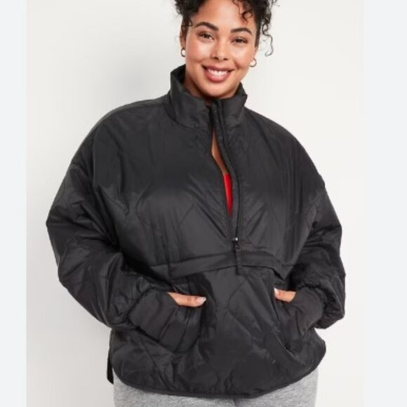 NWT Old Navy Packable Half Zip Water Resistant Quilted Jacket Black Size XL - Picture 1 of 8